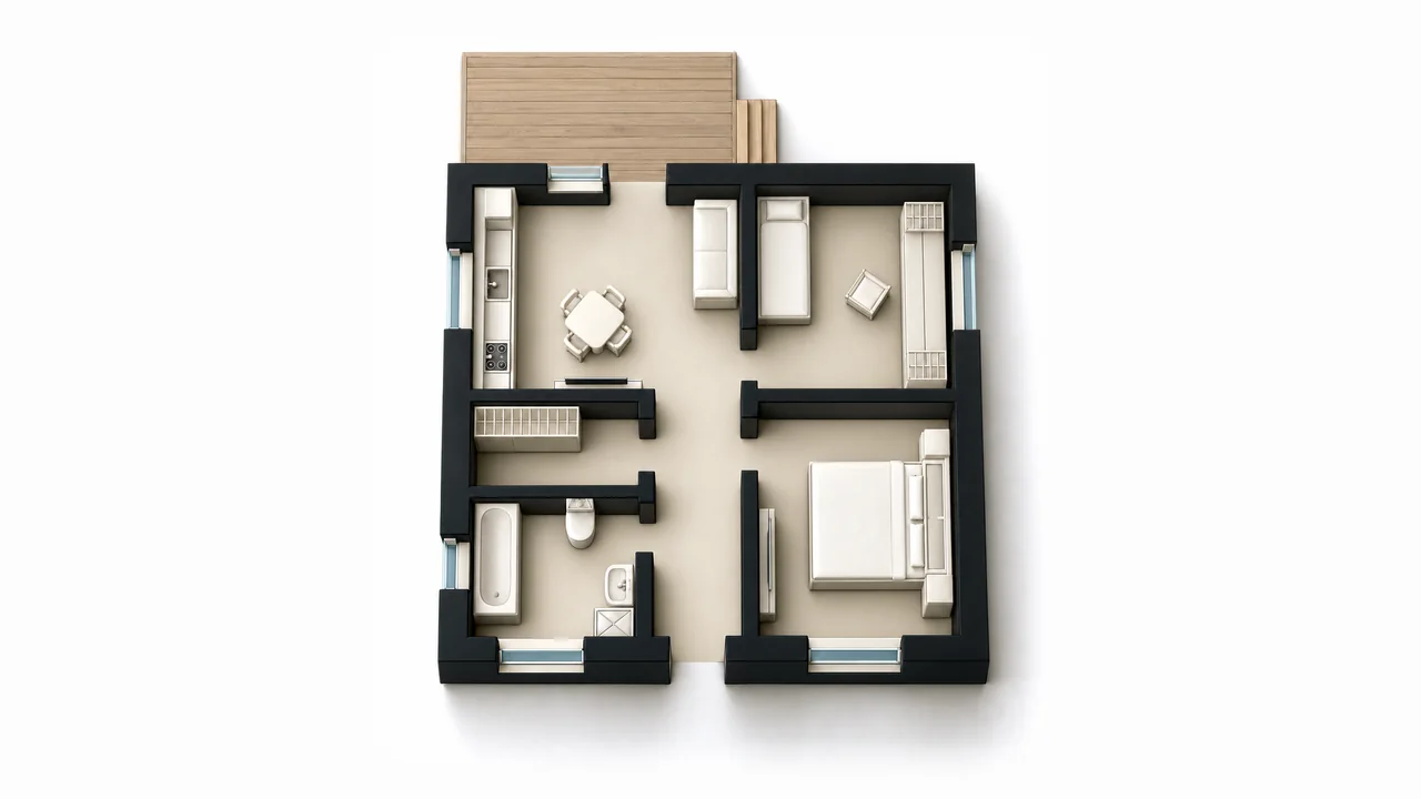 Дом «Проект 1», 64 м² — макет