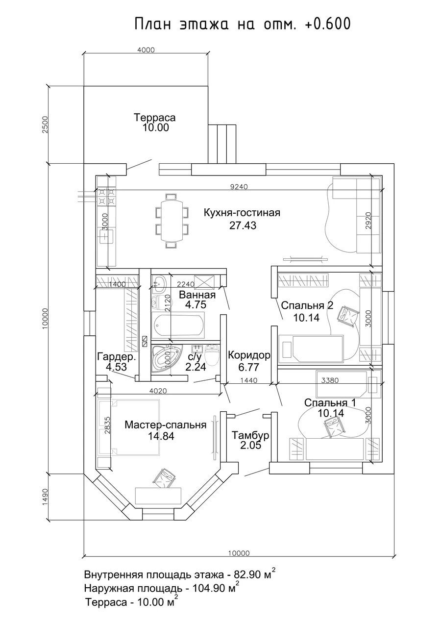 Дом «Проект 10», 104,9 м² — планировка