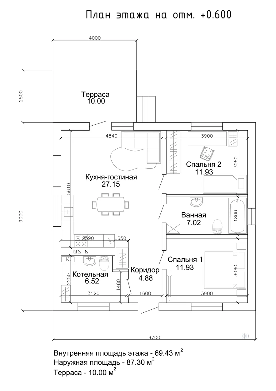 Дом «Проект 5», 87,3 м² — планировка