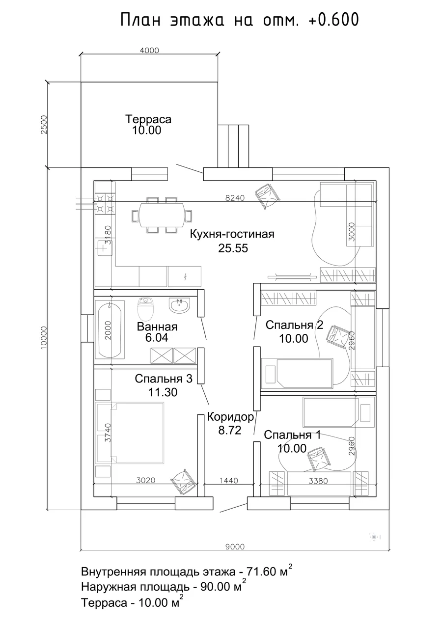 Дом «Проект 6», 90 м² — планировка