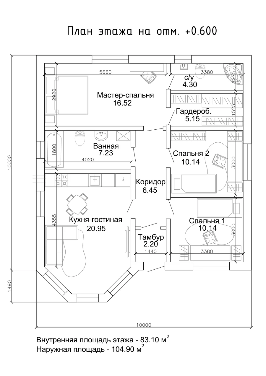 Дом «Проект 9», 104,9 м² — планировка